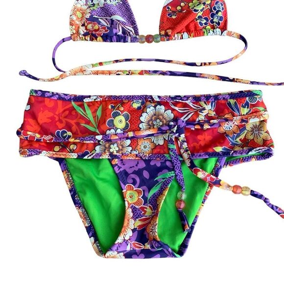 Becca Floral Beaded Halter Bikini - Picture 3 of 8